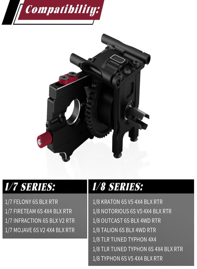 GIXCEL 46T Center Diff Set, Steel Differential Gear Set with Sliding Motor Mount Center Diff Mount Upgrade for RC 1/7 ARRMA 6S Felony FIRETEAM Infraction Mojave 1/8 6S Typhon KRATON Outcast (Black) - Image 2